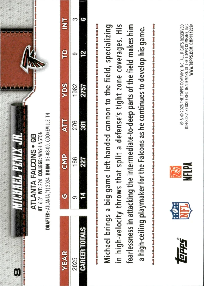 Michael Penix Jr. card back