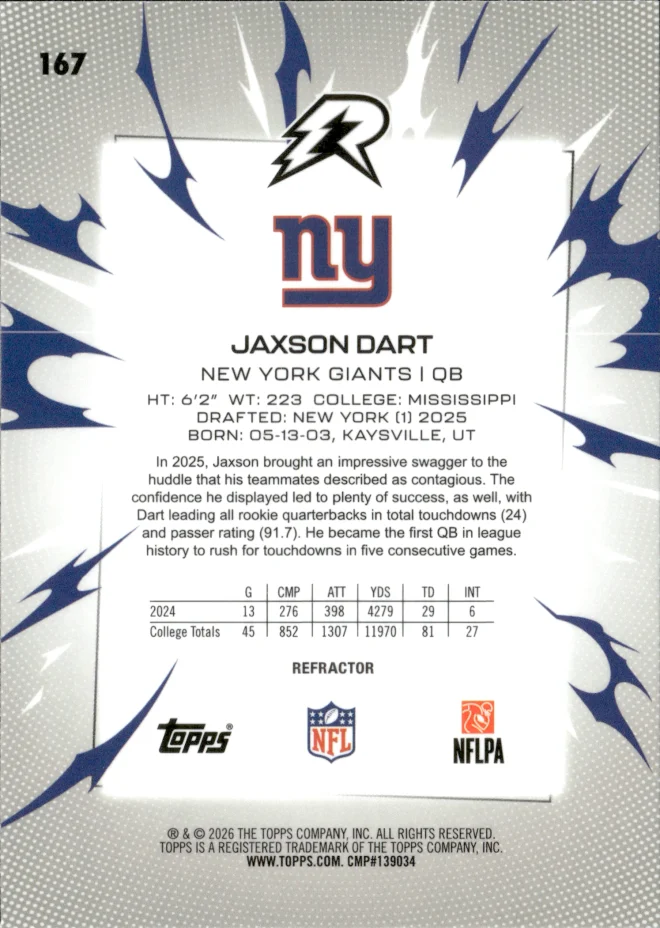 Jaxson Dart card back
