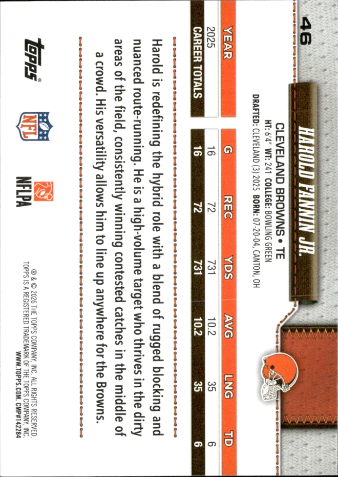 Harold Fannin Jr. card back