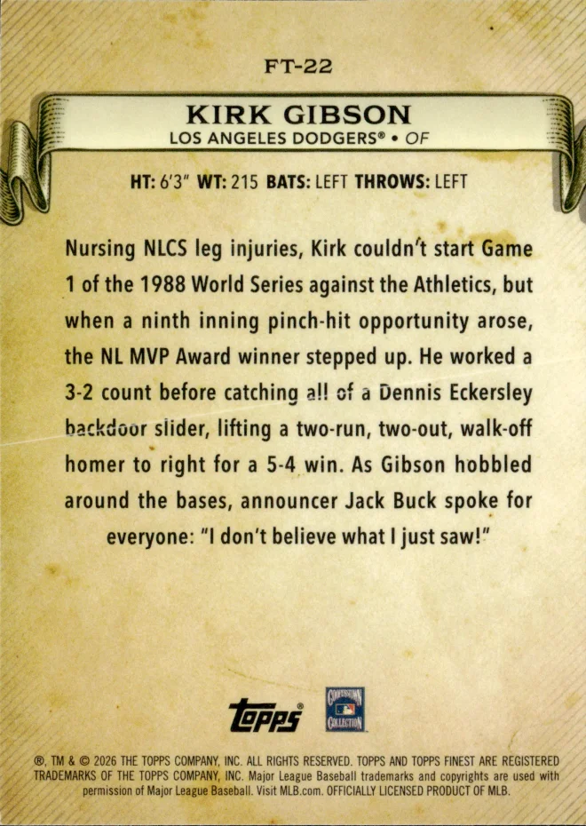 Kirk Gibson card back