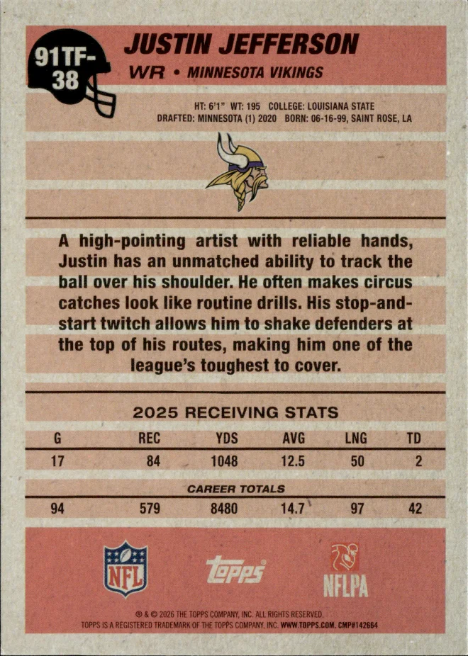 Justin Jefferson card back