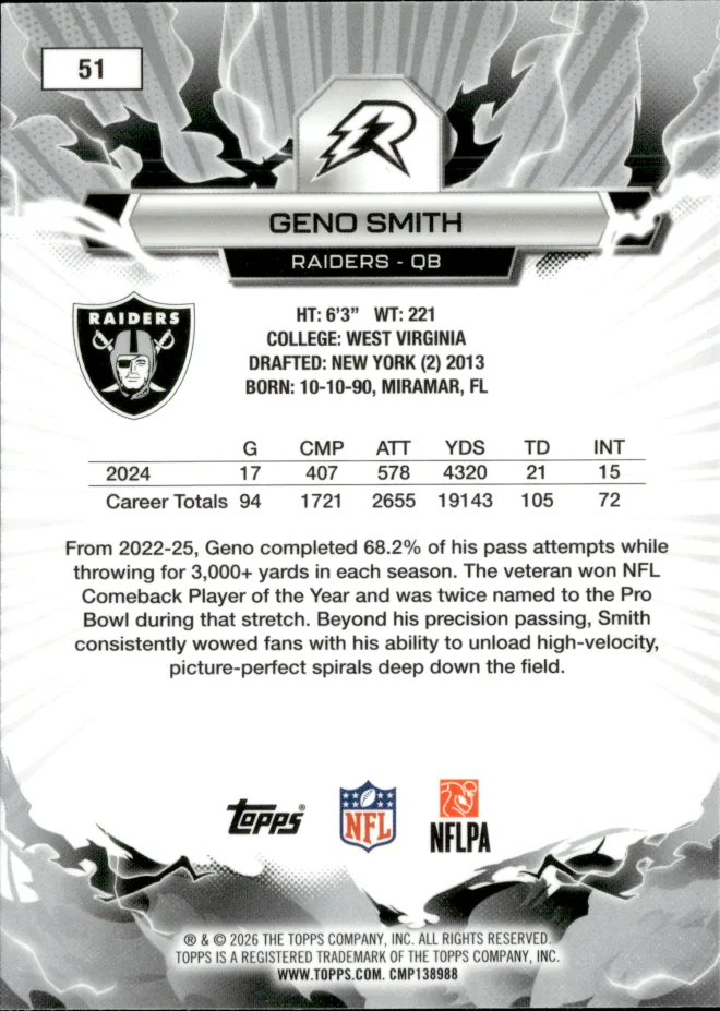 Geno Smith card back