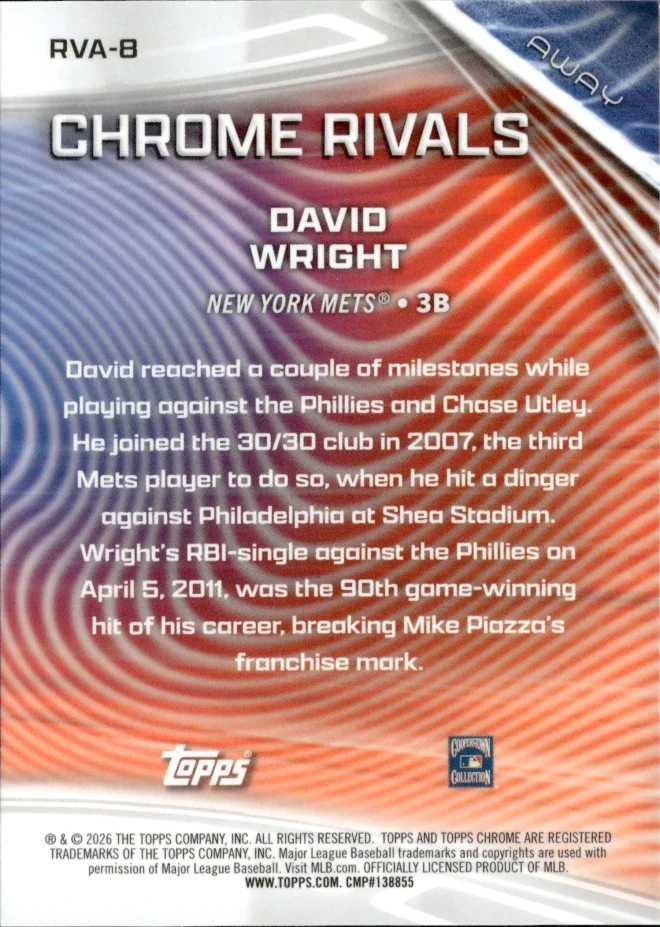 David Wright card back