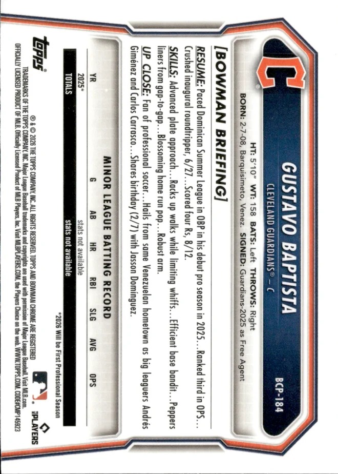 Gustavo Baptista card back