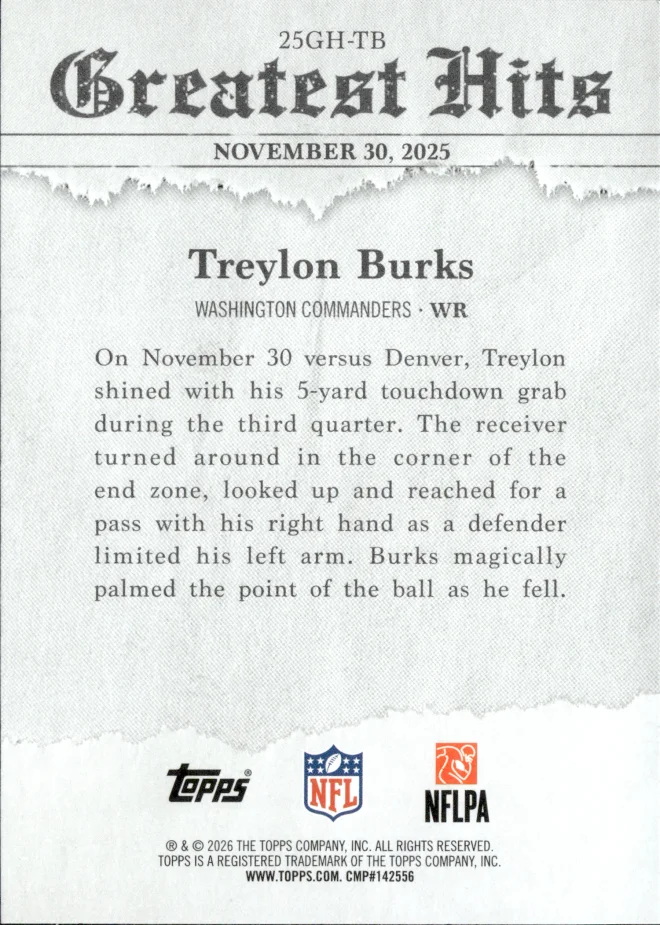Treylon Burks card back