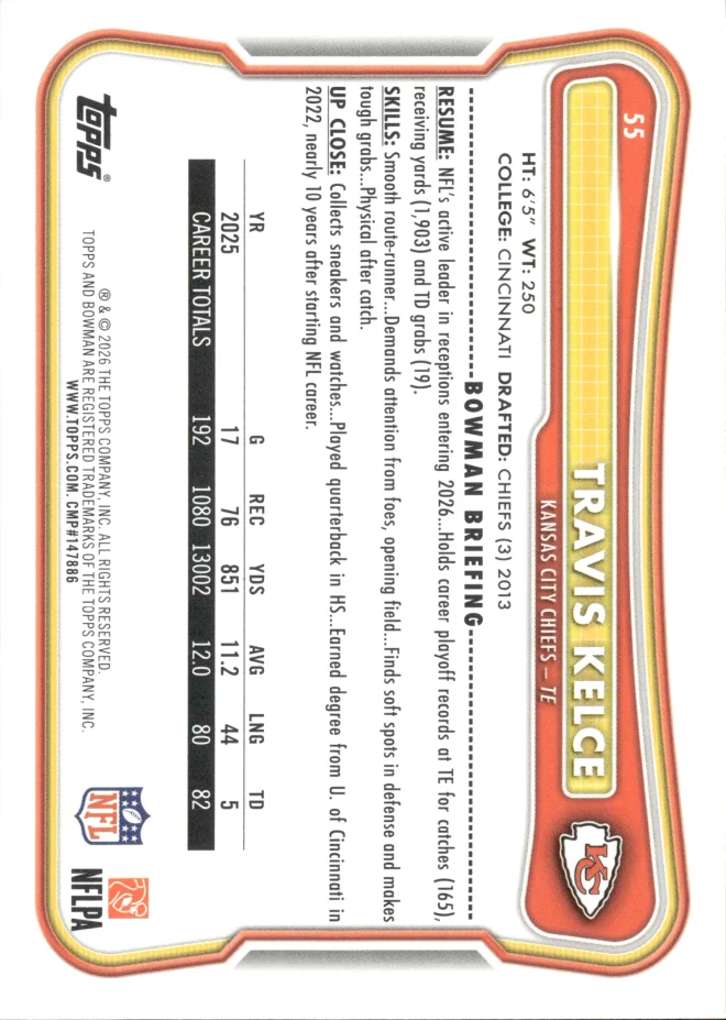 Travis Kelce card back