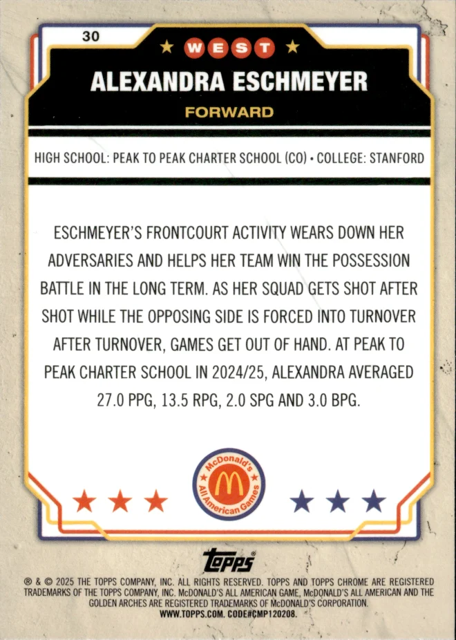 Alexandra Eschmeyer card back