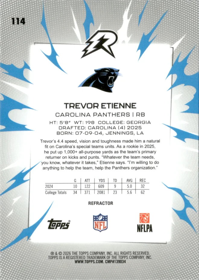 Trevor Etienne card back