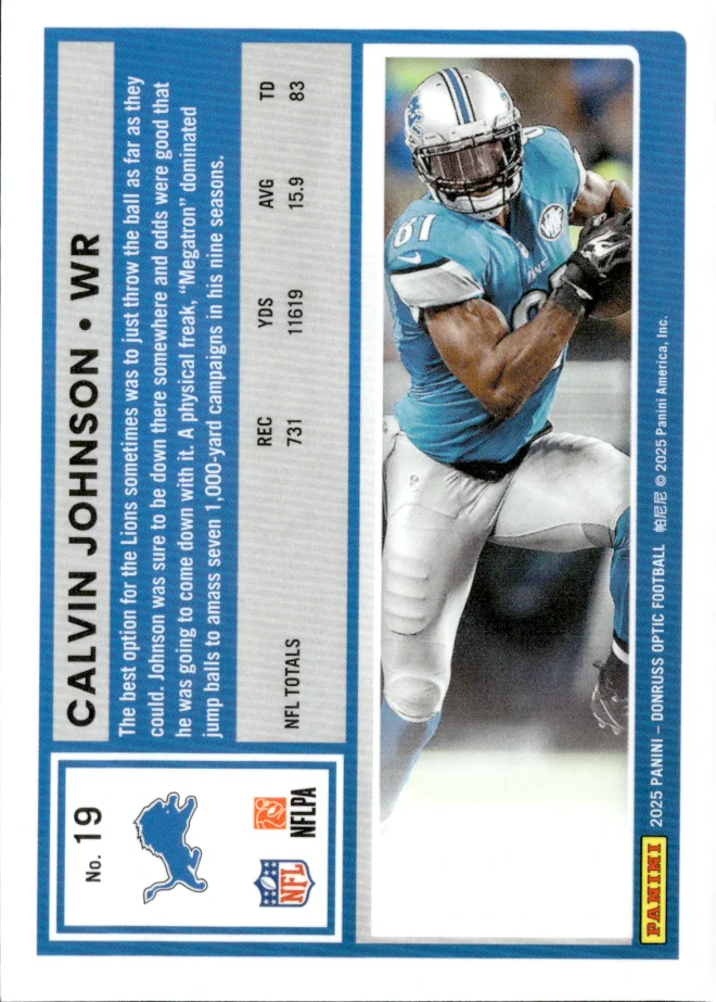Calvin Johnson card back
