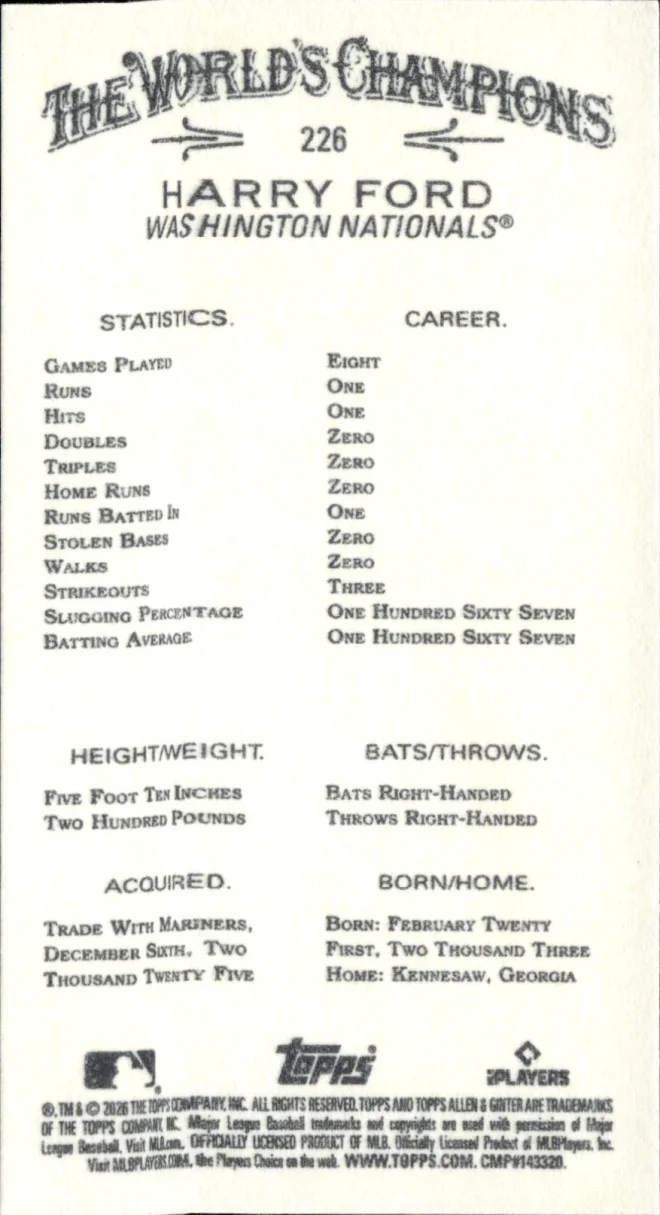 Harry Ford card back