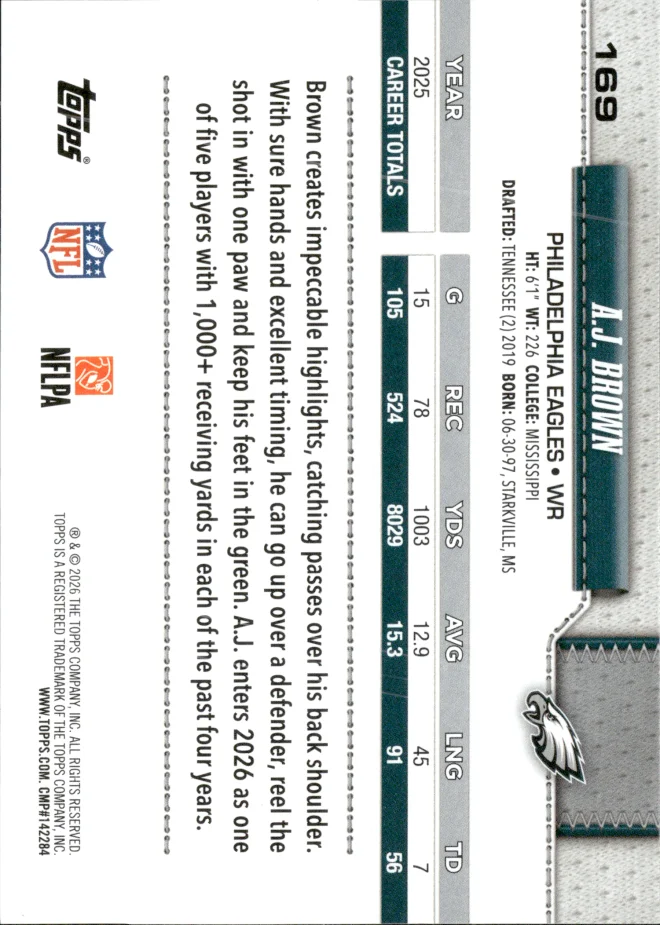A.J. Brown card back