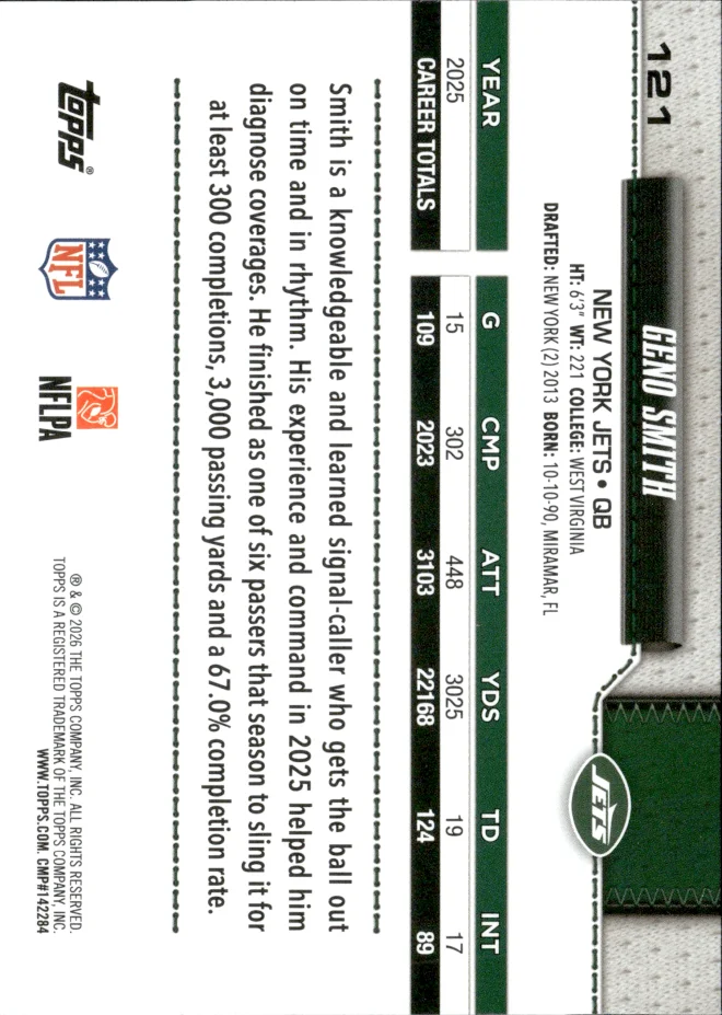 Geno Smith card back