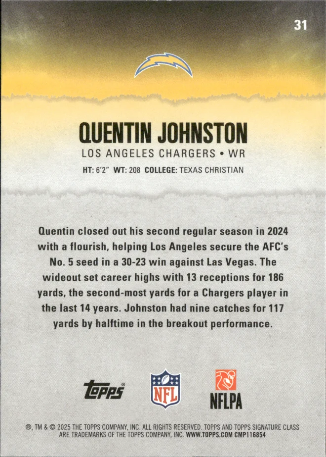 Quentin Johnston card back