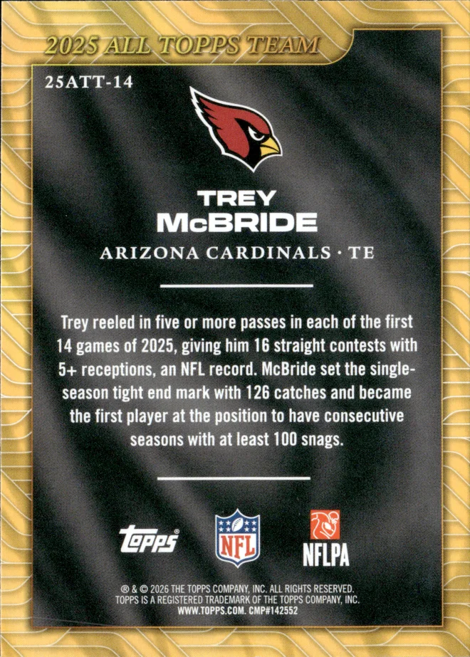 Trey McBride card back