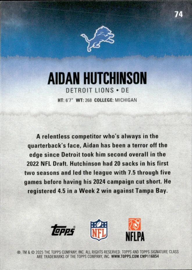 Aidan Hutchinson card back