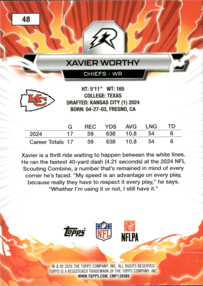 Xavier Worthy card back