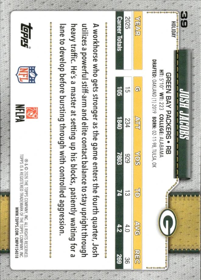 Josh Jacobs card back