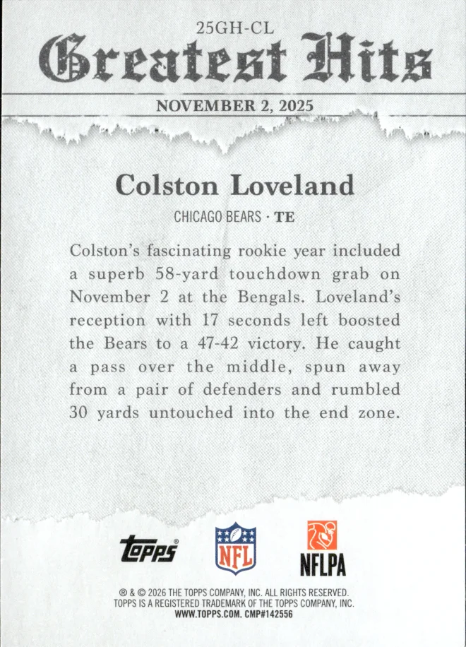 Colston Loveland card back