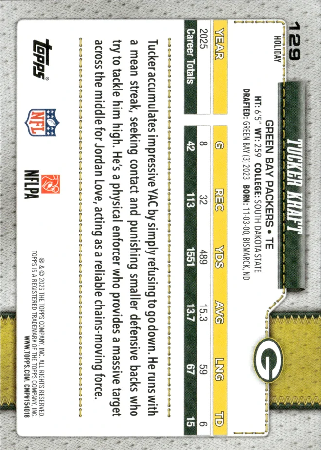 Tucker Kraft card back