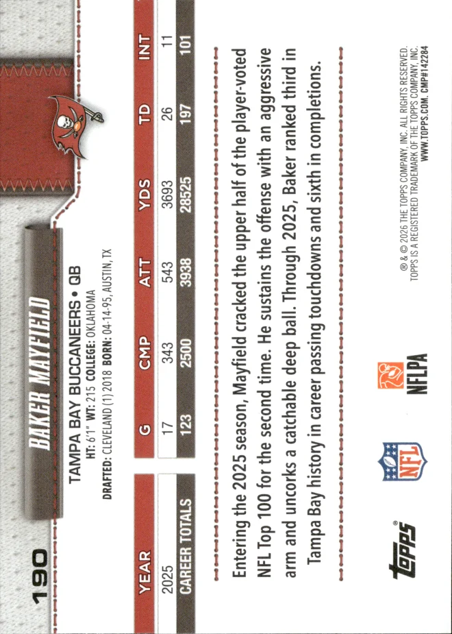Baker Mayfield card back