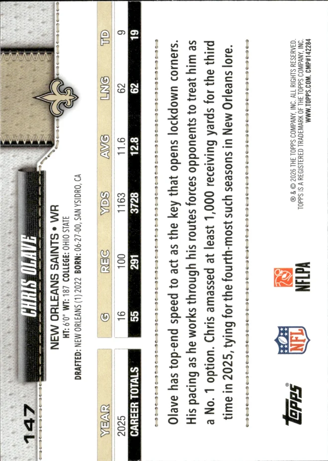 Chris Olave card back