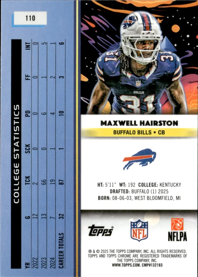 Maxwell Hairston card back