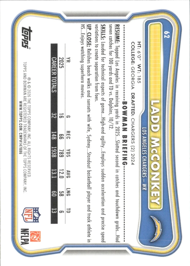Ladd McConkey card back