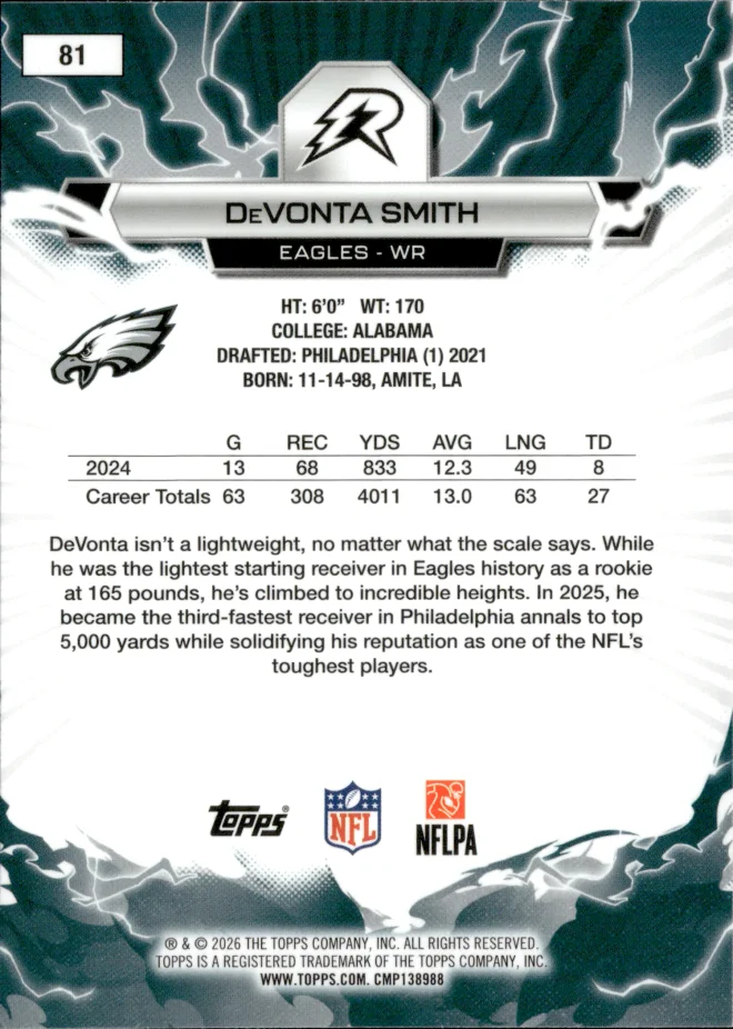 DeVonta Smith card back
