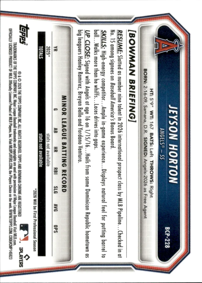 Jeyson Horton card back