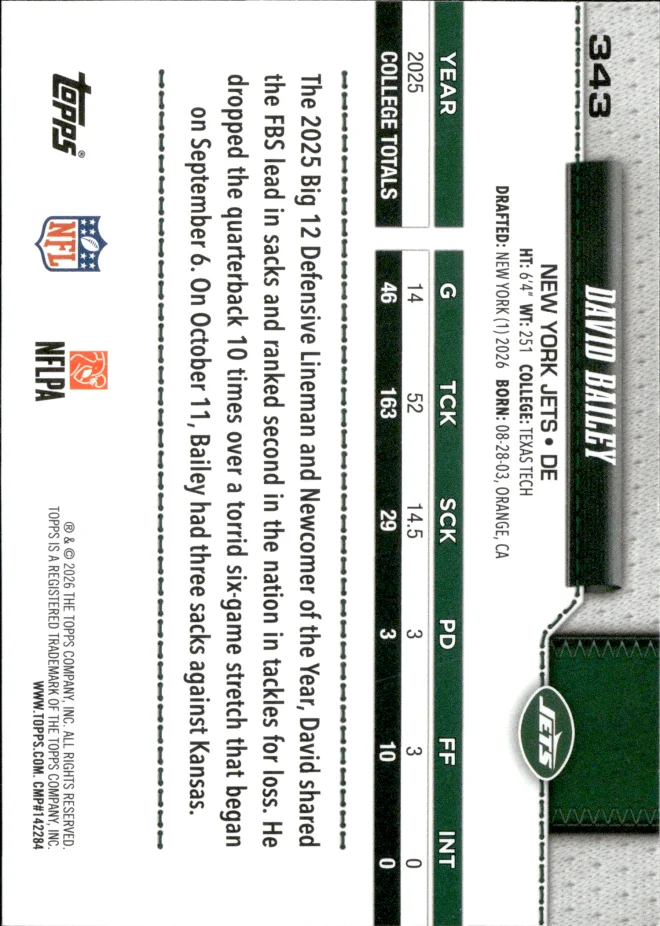 David Bailey card back
