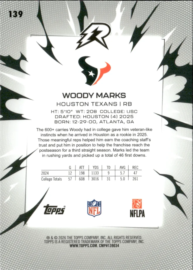 Woody Marks card back