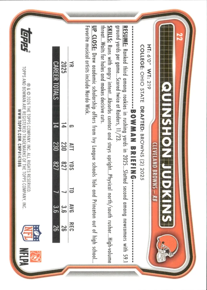 Quinshon Judkins card back