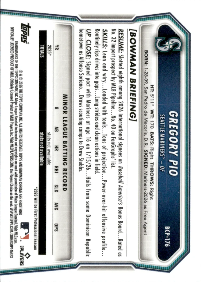 Gregory Pio card back