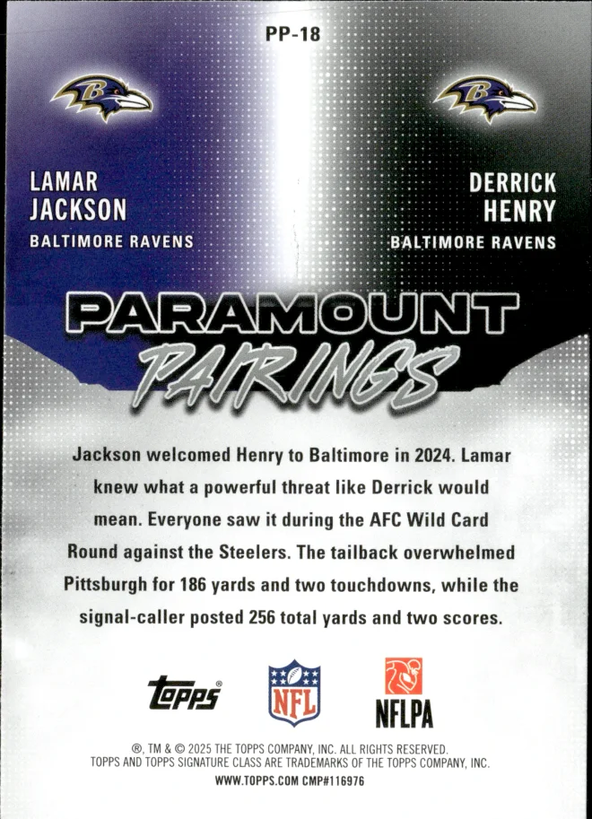 Lamar Jackson / Derrick Henry card back