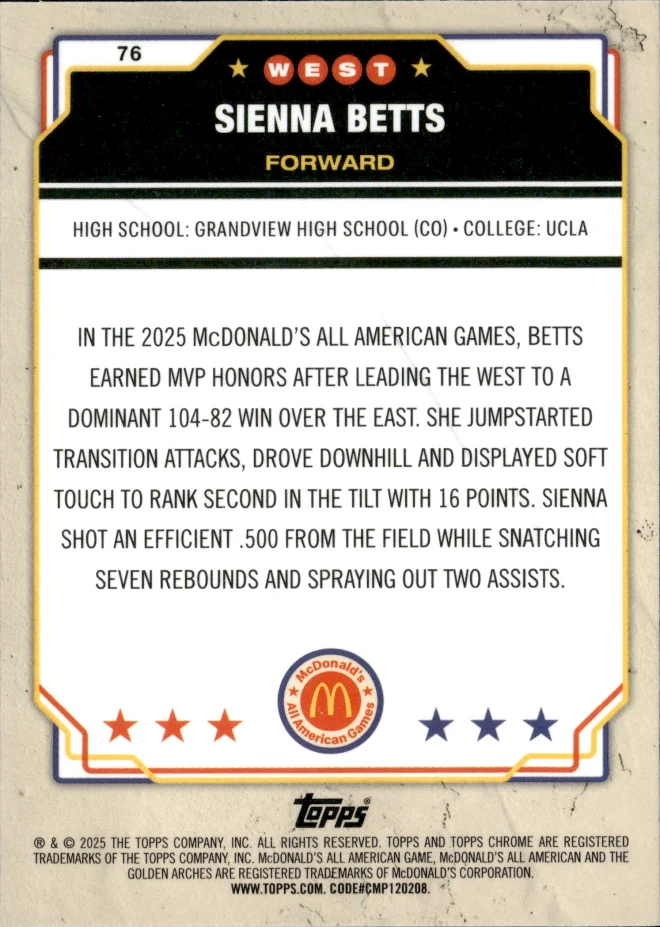Sienna Betts card back