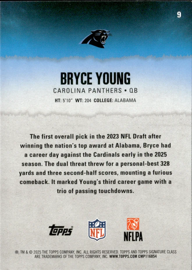 Bryce Young card back