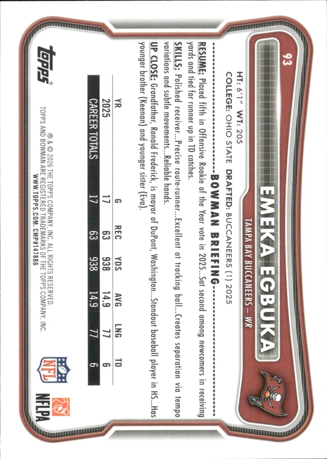 Emeka Egbuka card back