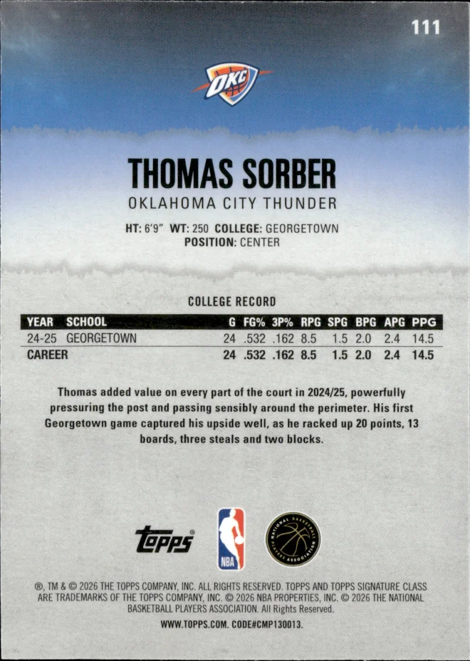 Thomas Sorber card back