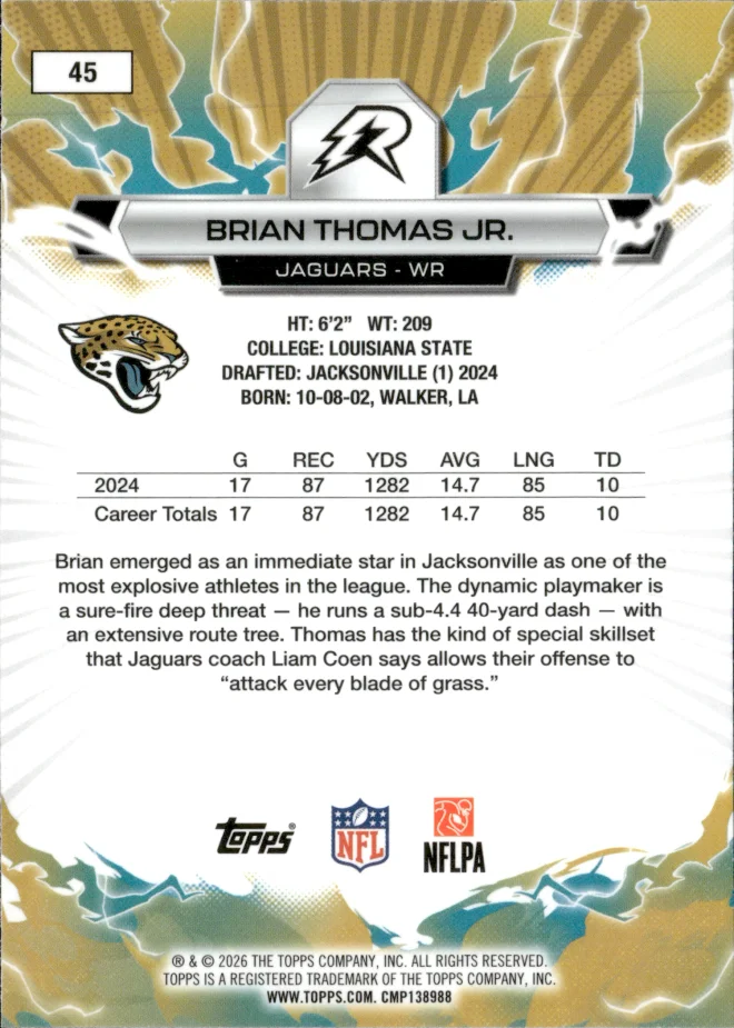 Brian Thomas Jr. card back