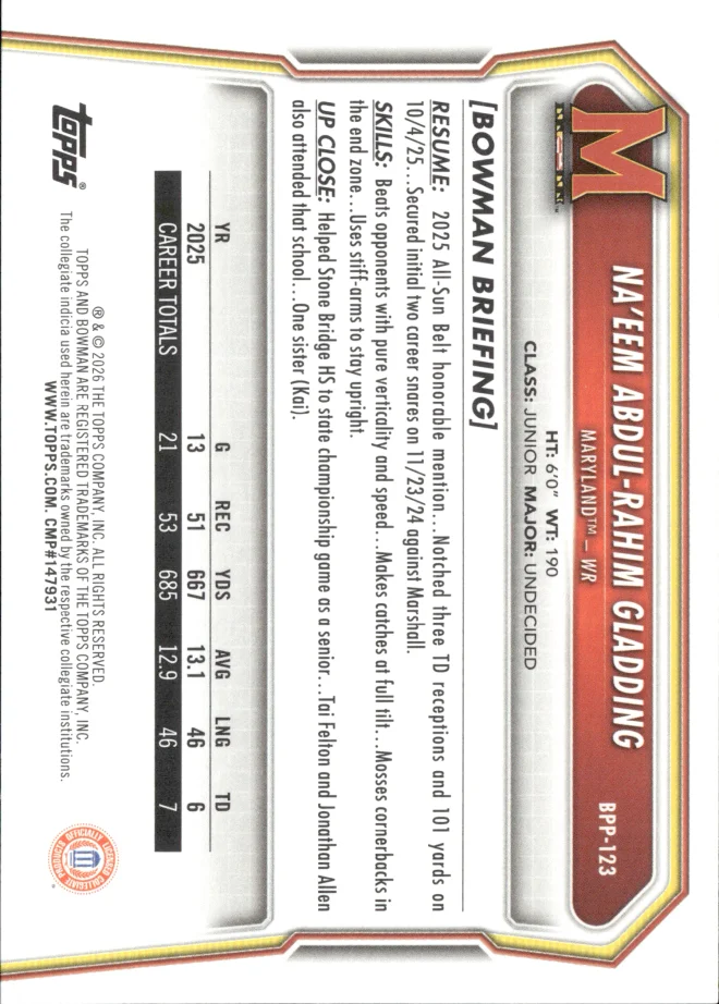 Na'eem Abdul-Rahim Gladding card back