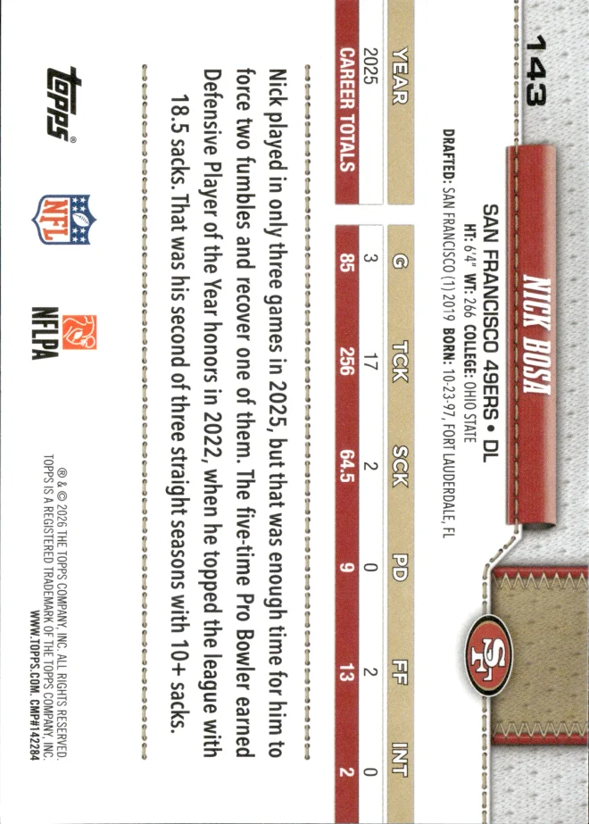 Nick Bosa card back