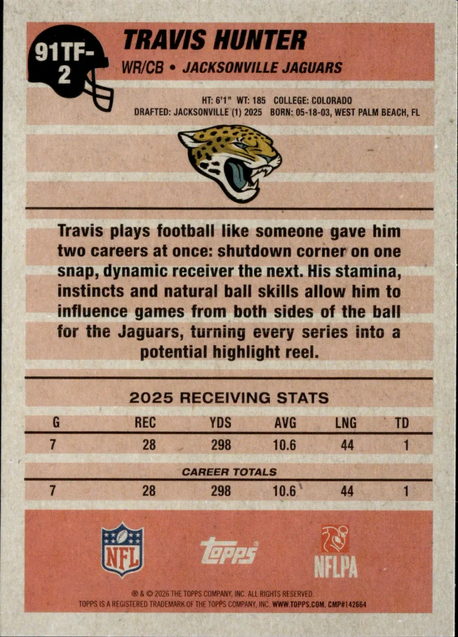 Travis Hunter card back