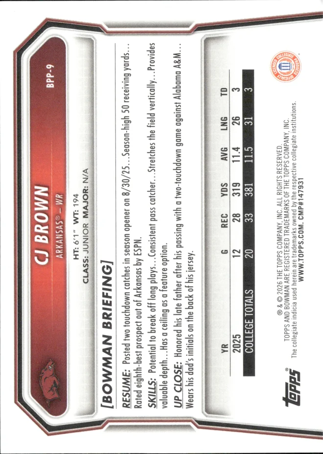 CJ Brown card back