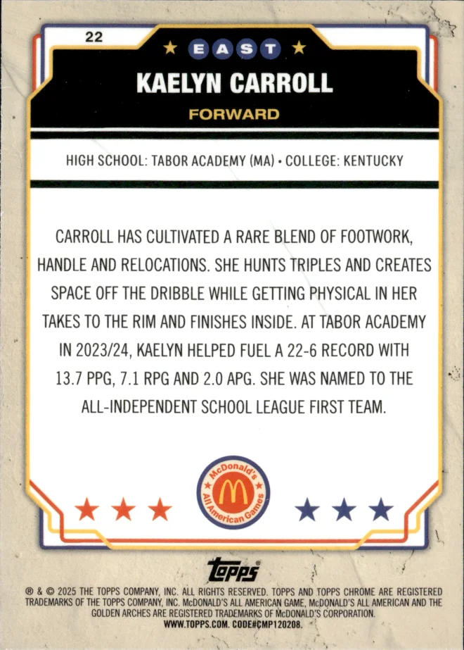 Kaelyn Carroll card back