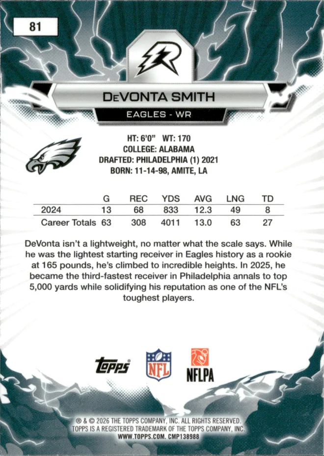 DeVonta Smith card back