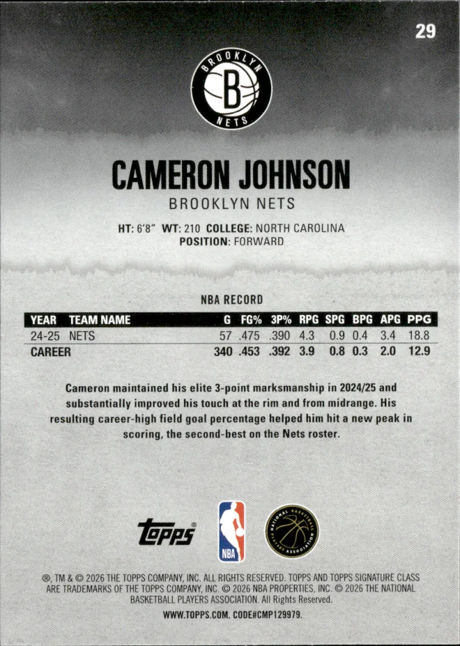 Cameron Johnson card back