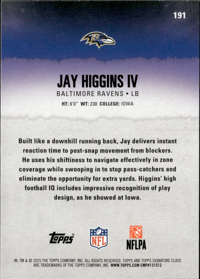 Jay Higgins IV card back