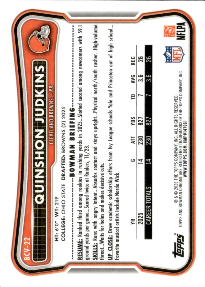 Quinshon Judkins card back