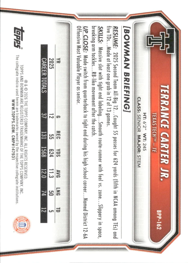 Terrance Carter Jr. card back