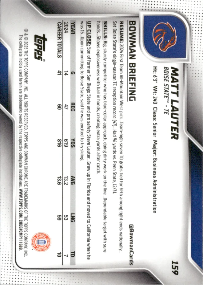 Matt Lauter card back